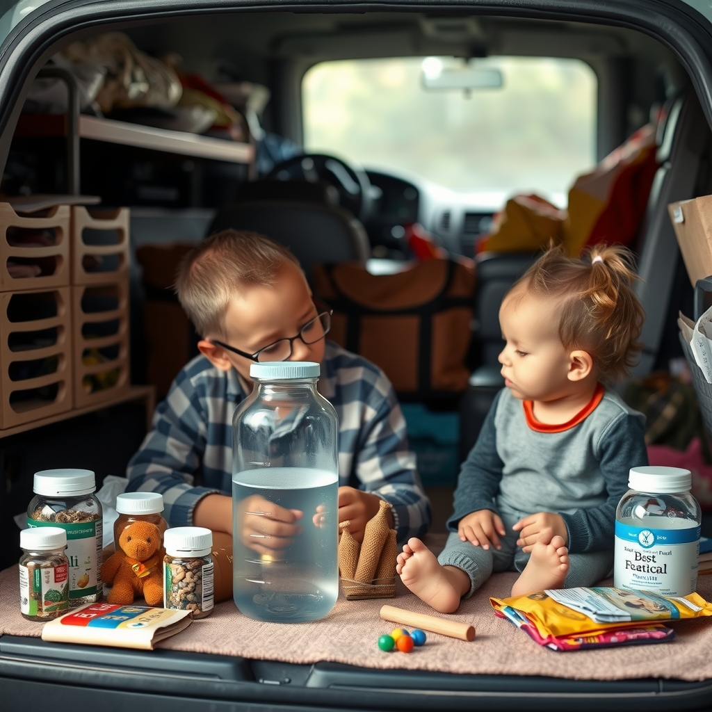 Parent preparing emergency supplies for babies and young children